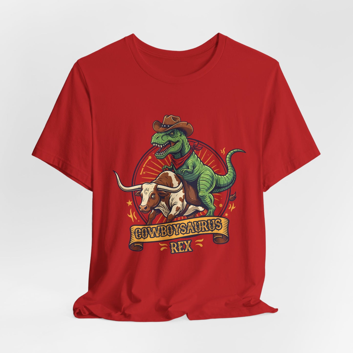 CowboySaurus Rex T‑Shirt — Funny Cowboy T‑Rex Graphic Tee for Kids & Adults