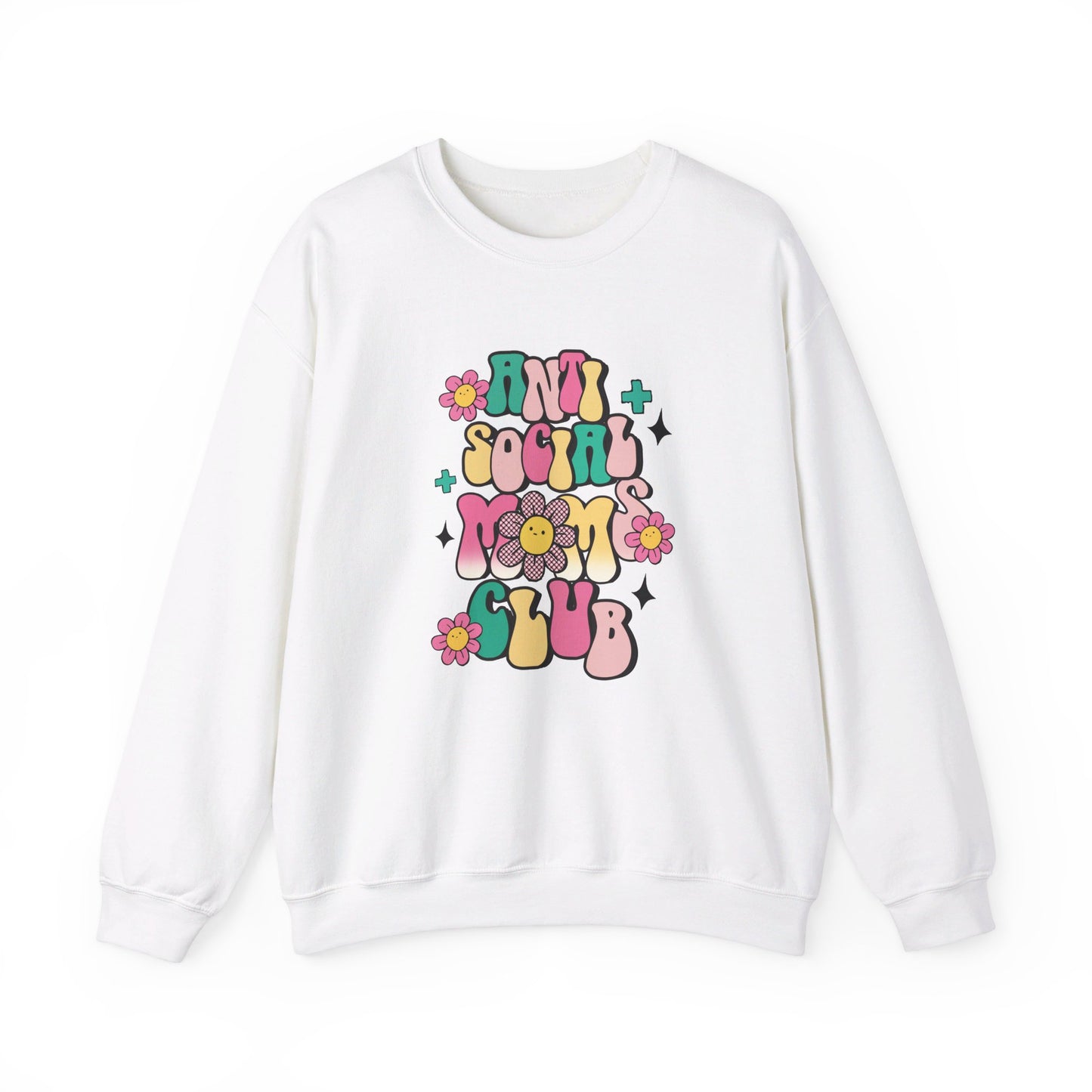 Anti Social Mom Club" Gildan 18000 Sweatshirt – Cozy, Funny Sweatshirt for Moms Who Love Their Space, Comfortable & Stylish Pullover for Everyday Wear