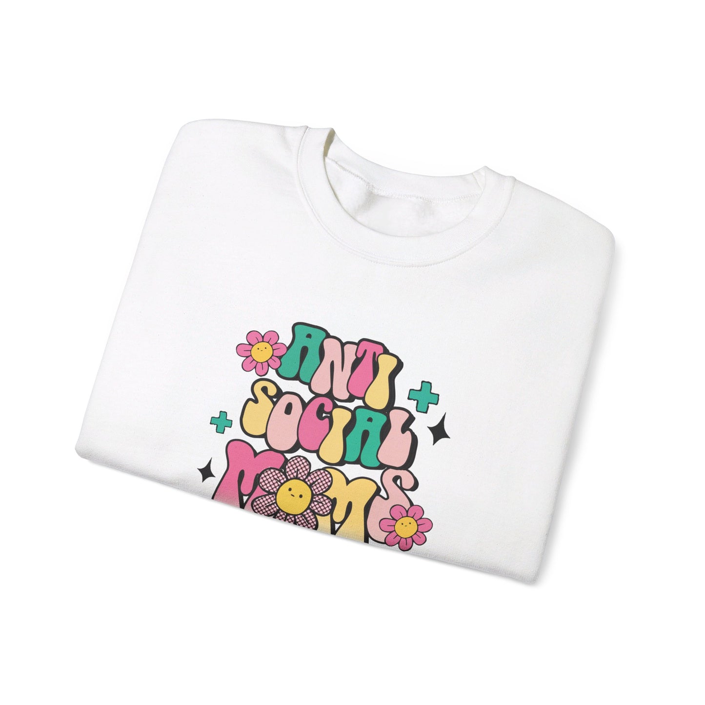 Anti Social Mom Club" Gildan 18000 Sweatshirt – Cozy, Funny Sweatshirt for Moms Who Love Their Space, Comfortable & Stylish Pullover for Everyday Wear