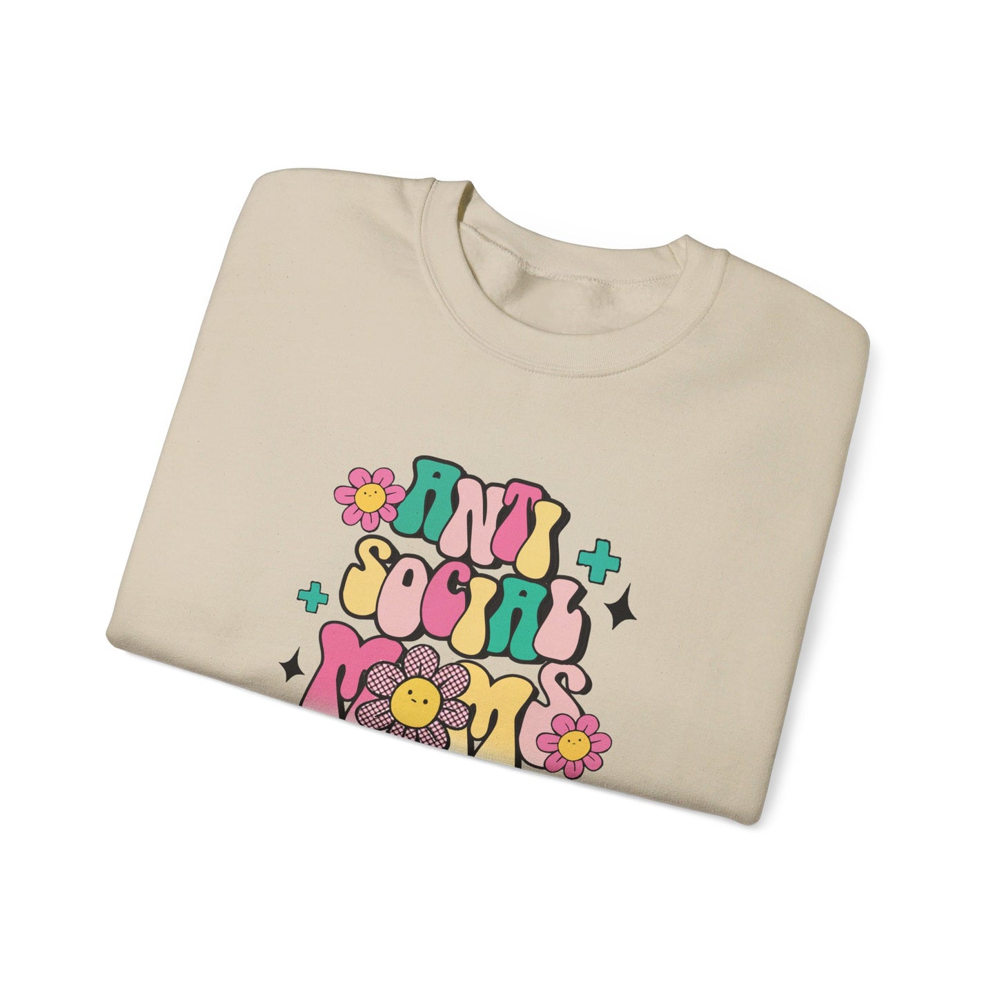 Anti Social Mom Club" Gildan 18000 Sweatshirt – Cozy, Funny Sweatshirt for Moms Who Love Their Space, Comfortable & Stylish Pullover for Everyday Wear
