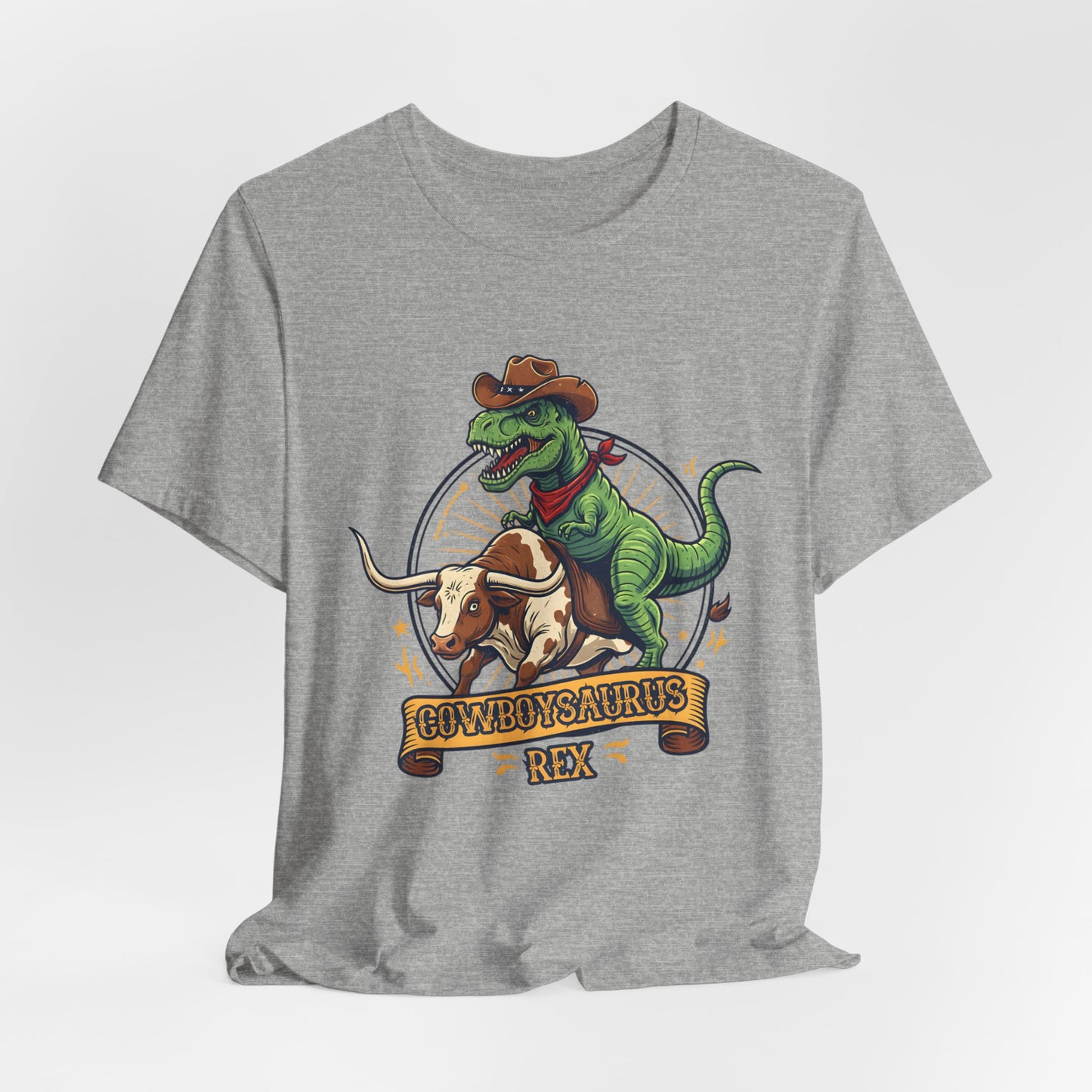 CowboySaurus Rex T‑Shirt — Funny Cowboy T‑Rex Graphic Tee for Kids & Adults