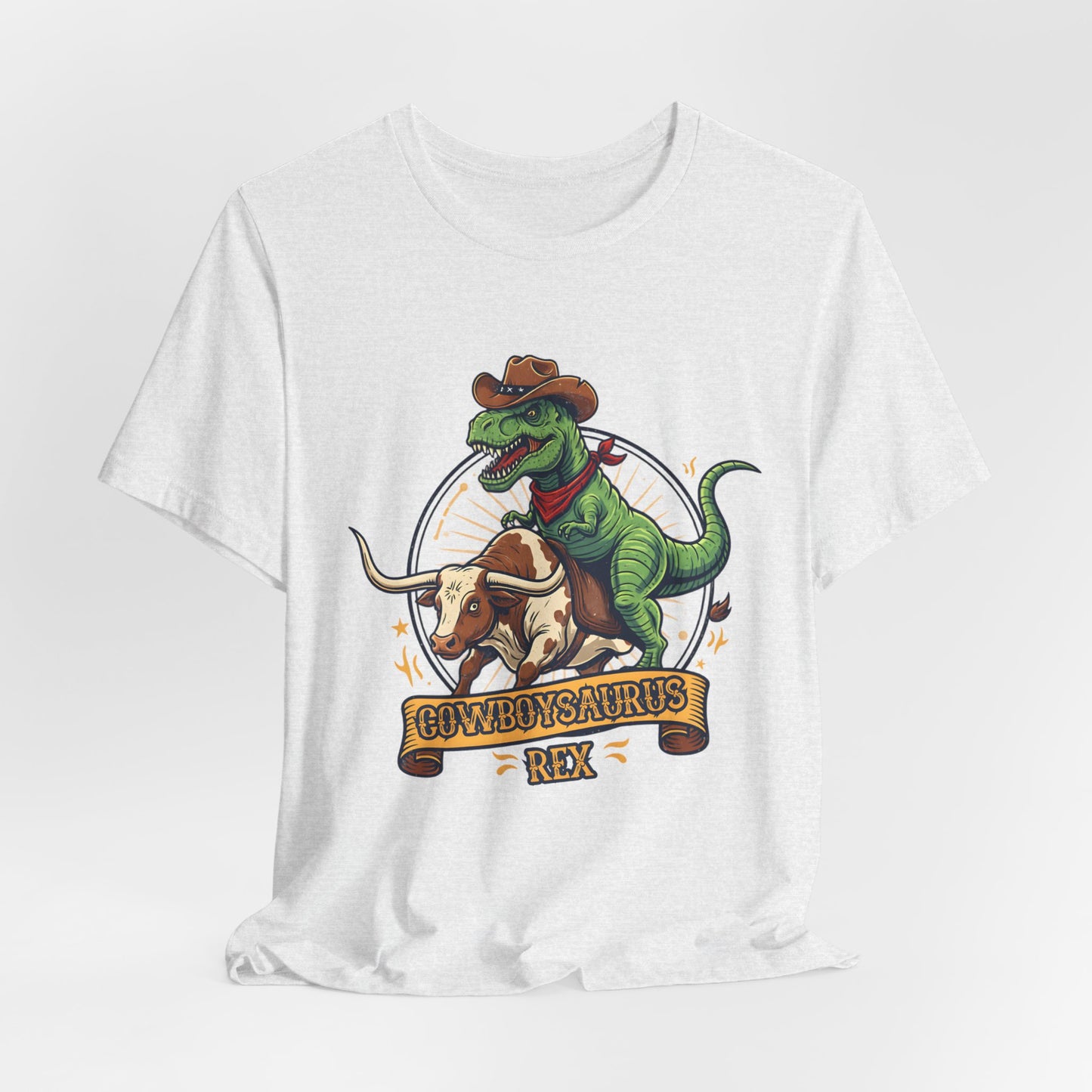 CowboySaurus Rex T‑Shirt — Funny Cowboy T‑Rex Graphic Tee for Kids & Adults