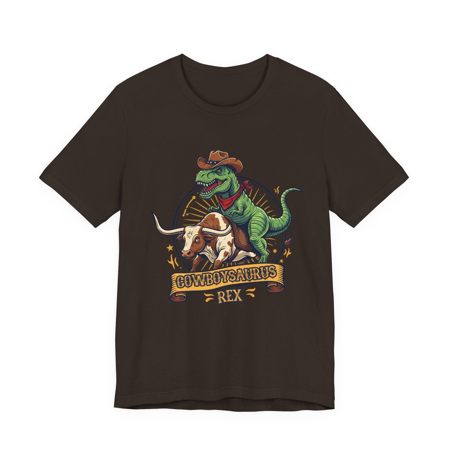 CowboySaurus Rex T‑Shirt — Funny Cowboy T‑Rex Graphic Tee for Kids & Adults