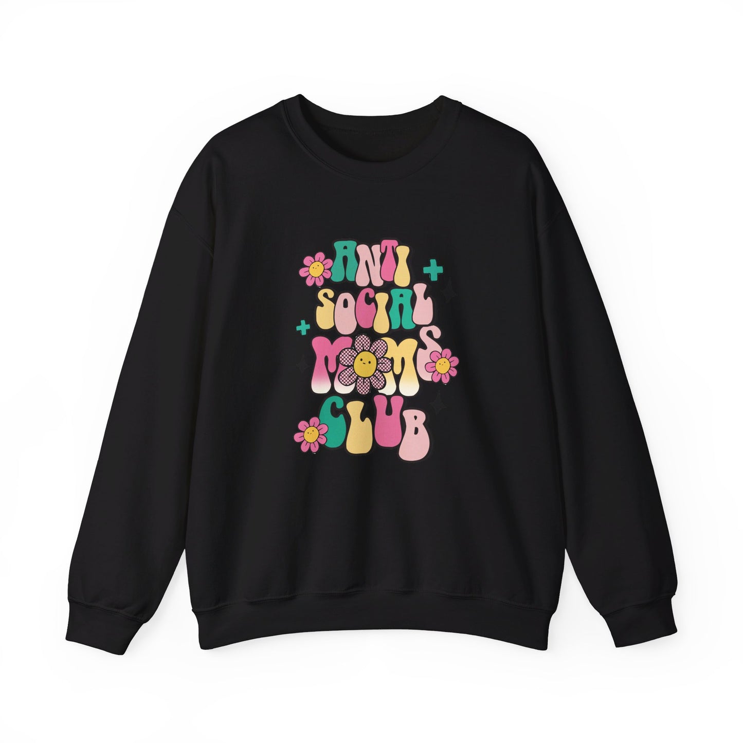 Anti Social Mom Club" Gildan 18000 Sweatshirt – Cozy, Funny Sweatshirt for Moms Who Love Their Space, Comfortable & Stylish Pullover for Everyday Wear