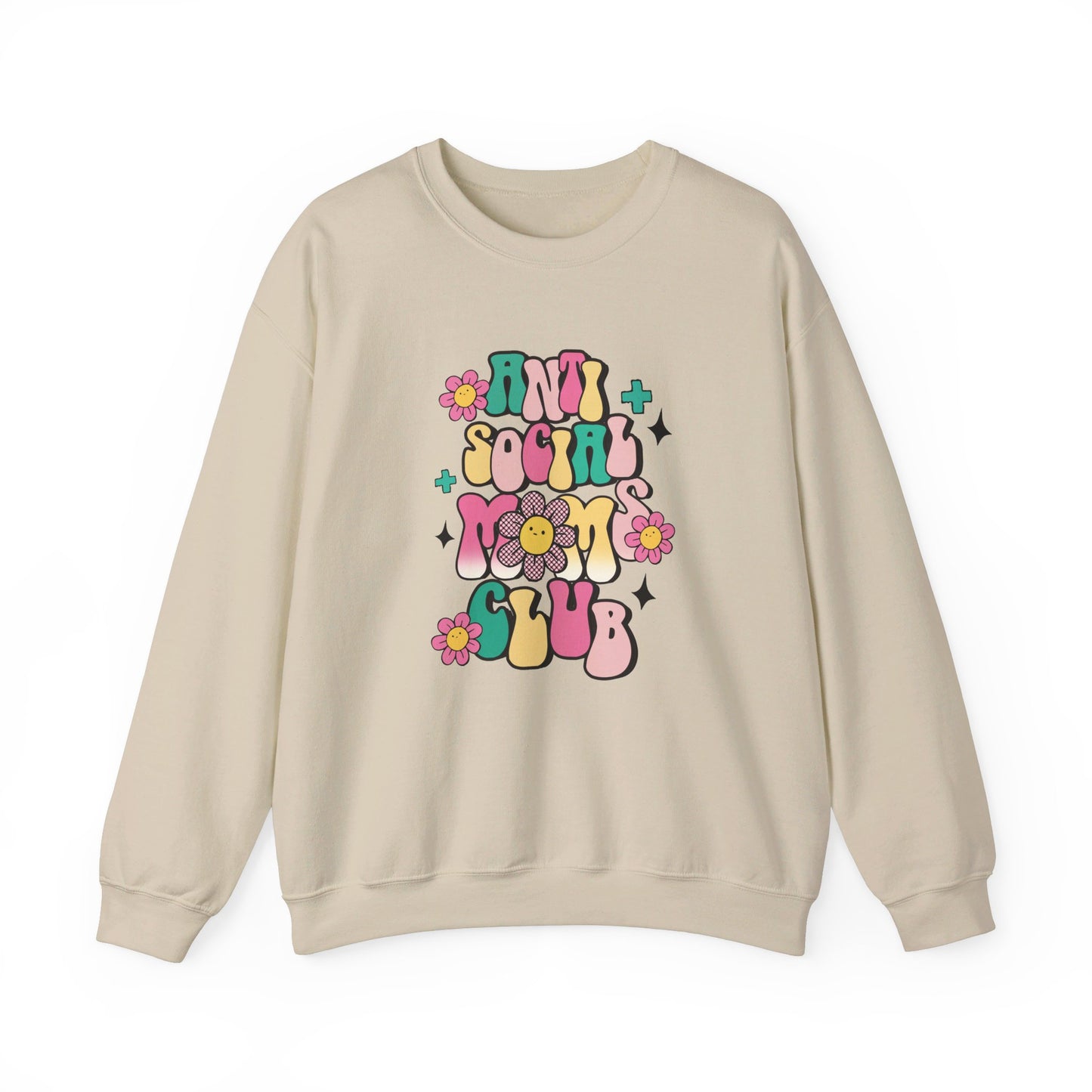 Anti Social Mom Club" Gildan 18000 Sweatshirt – Cozy, Funny Sweatshirt for Moms Who Love Their Space, Comfortable & Stylish Pullover for Everyday Wear