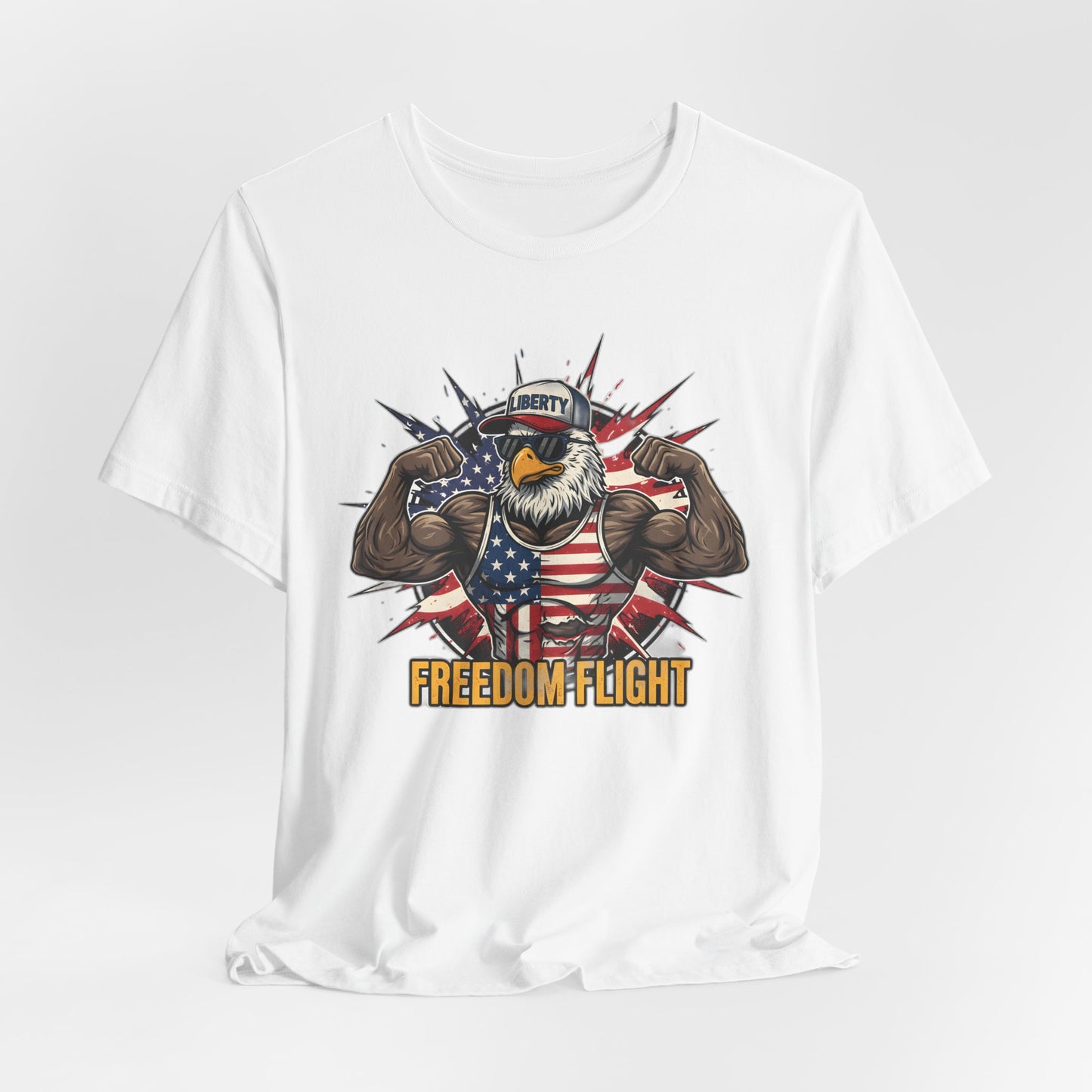 Freedom Flight T-Shirt — Patriotic Eagle Flag Graphic Tee