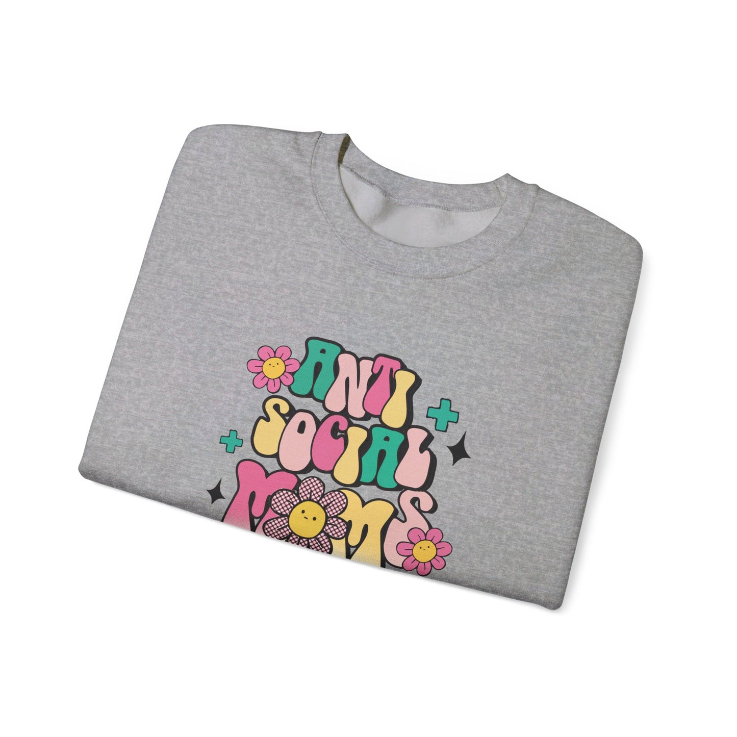 Anti Social Mom Club" Gildan 18000 Sweatshirt – Cozy, Funny Sweatshirt for Moms Who Love Their Space, Comfortable & Stylish Pullover for Everyday Wear