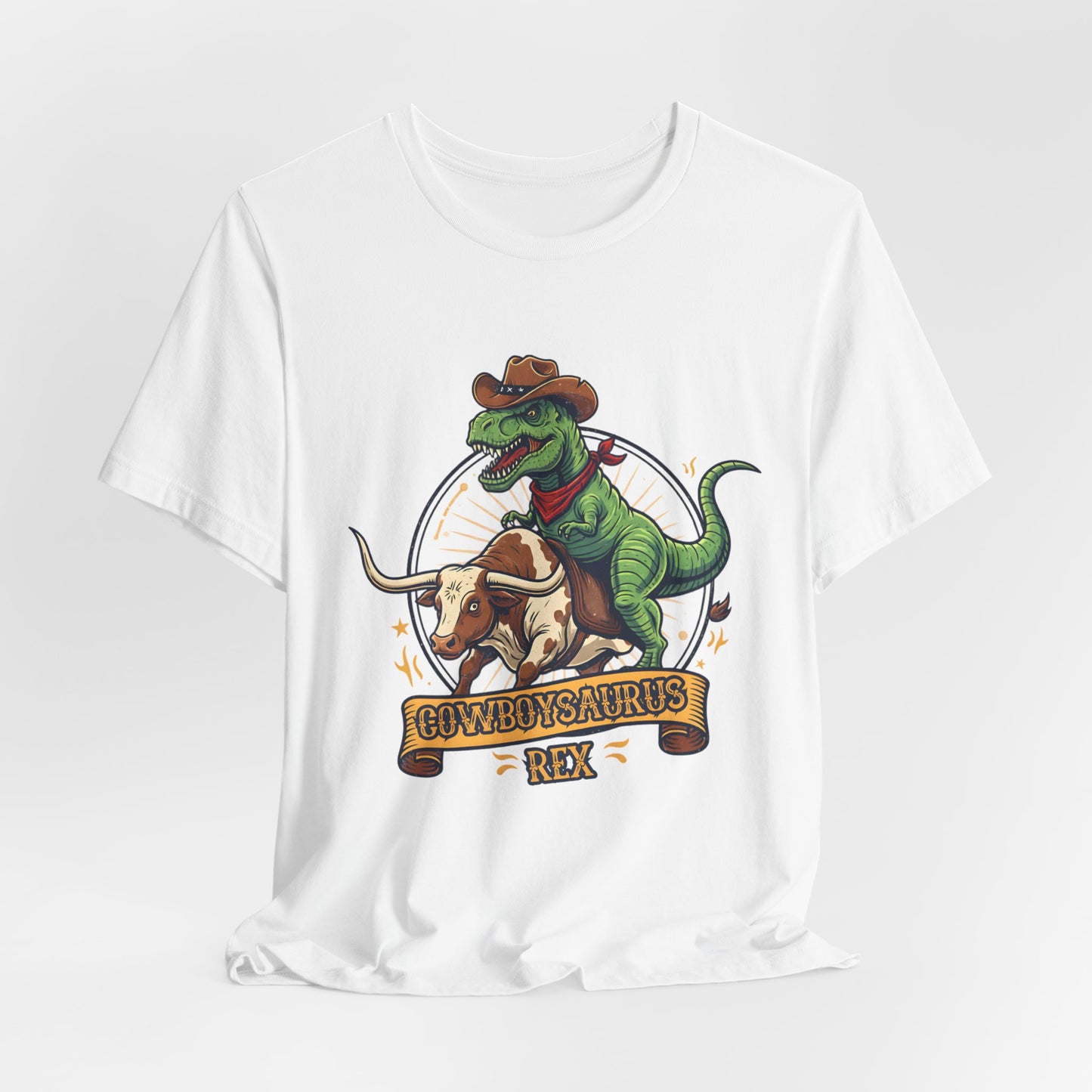 CowboySaurus Rex T‑Shirt — Funny Cowboy T‑Rex Graphic Tee for Kids & Adults