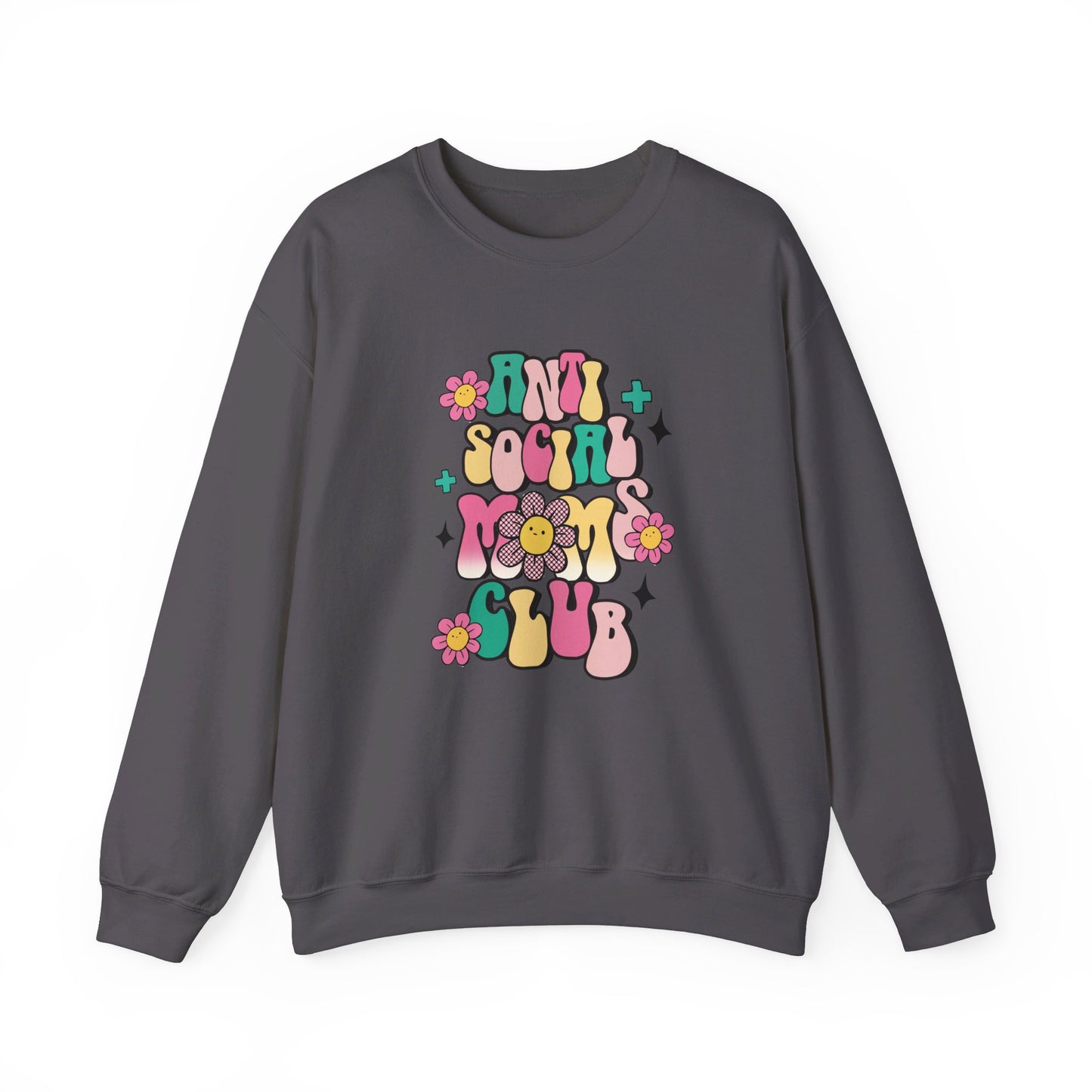 Anti Social Mom Club" Gildan 18000 Sweatshirt – Cozy, Funny Sweatshirt for Moms Who Love Their Space, Comfortable & Stylish Pullover for Everyday Wear