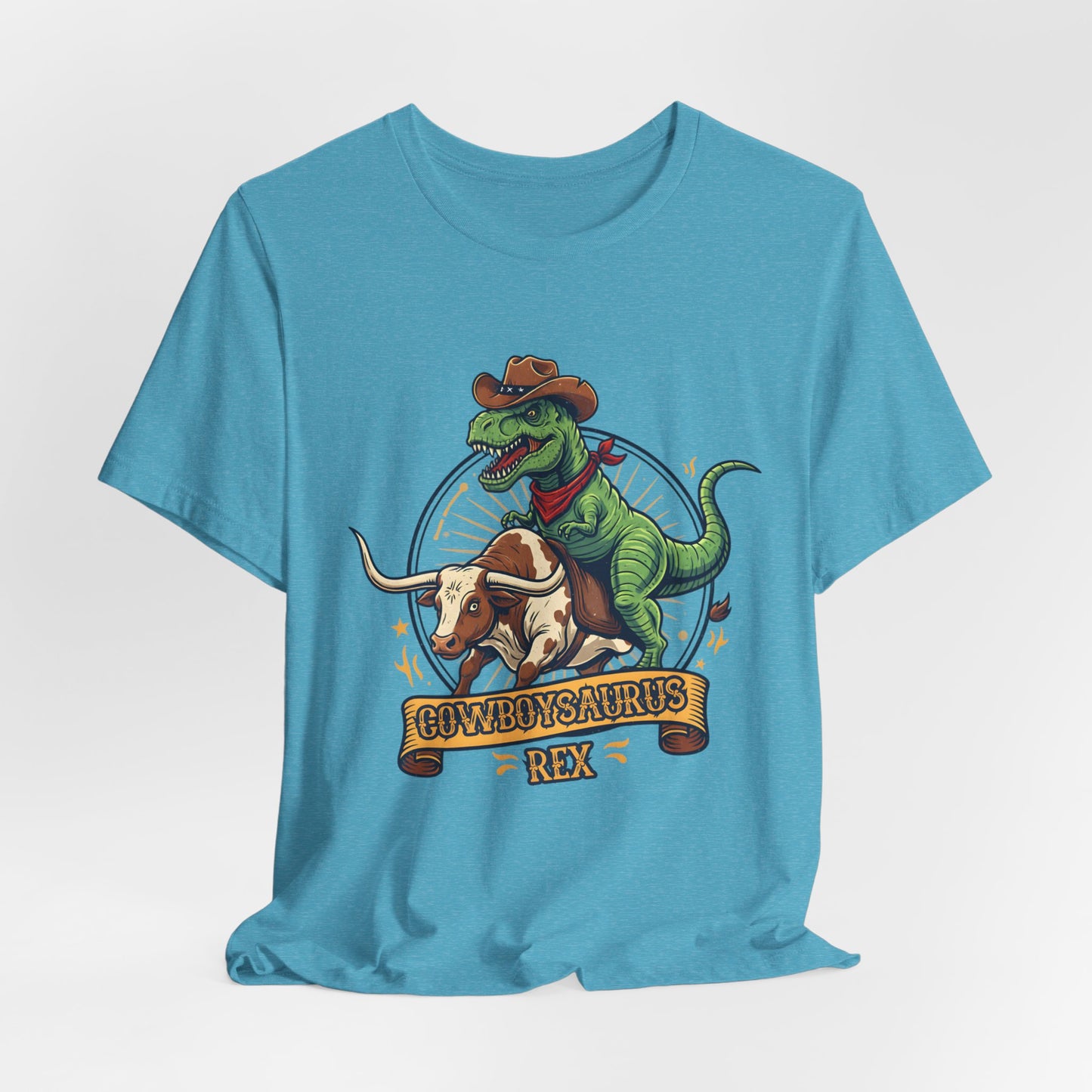 CowboySaurus Rex T‑Shirt — Funny Cowboy T‑Rex Graphic Tee for Kids & Adults
