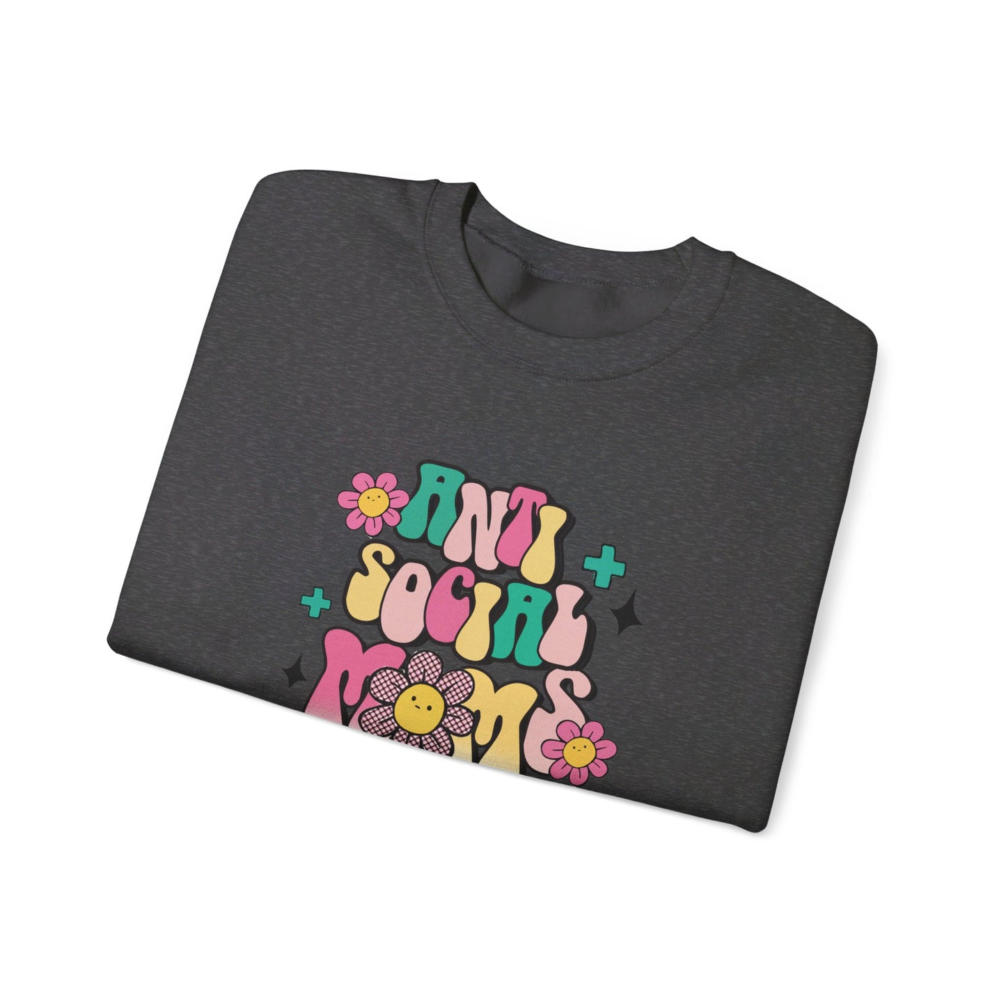 Anti Social Mom Club" Gildan 18000 Sweatshirt – Cozy, Funny Sweatshirt for Moms Who Love Their Space, Comfortable & Stylish Pullover for Everyday Wear