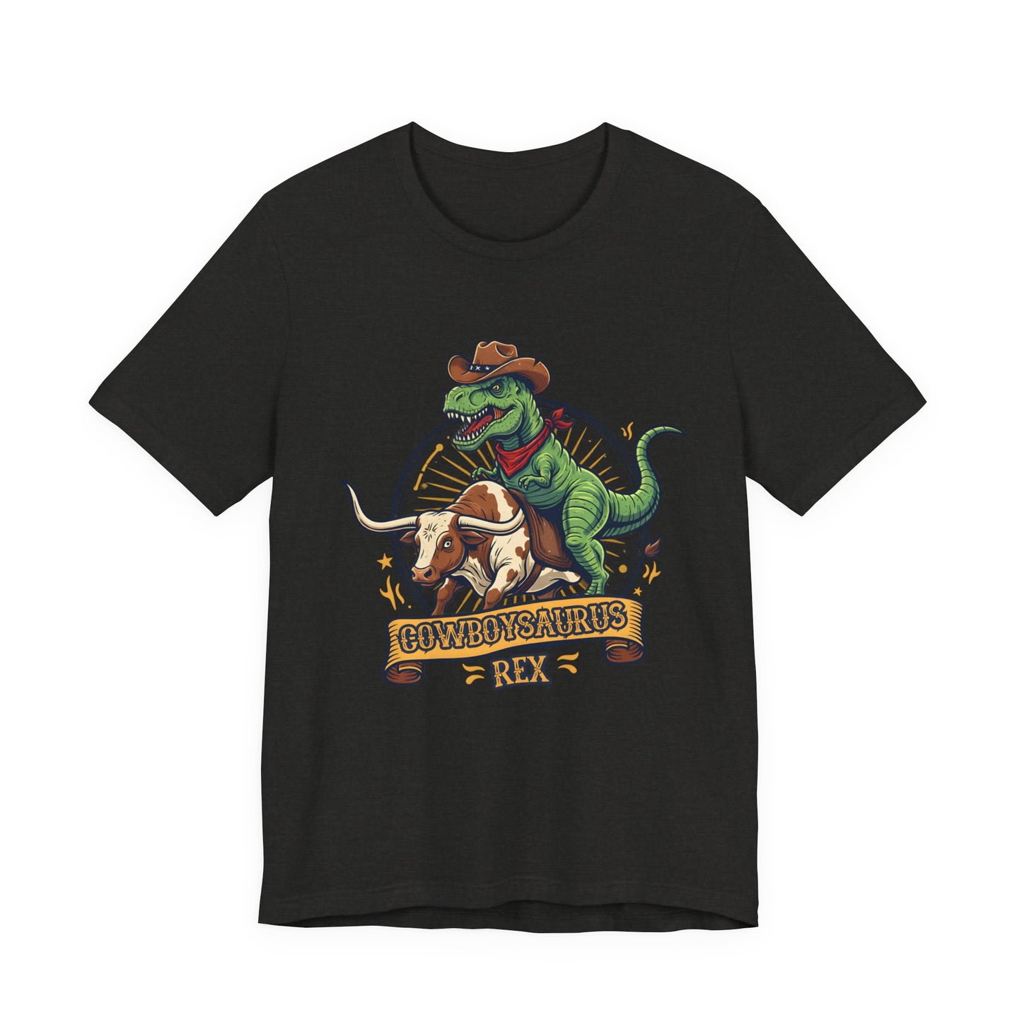 CowboySaurus Rex T‑Shirt — Funny Cowboy T‑Rex Graphic Tee for Kids & Adults