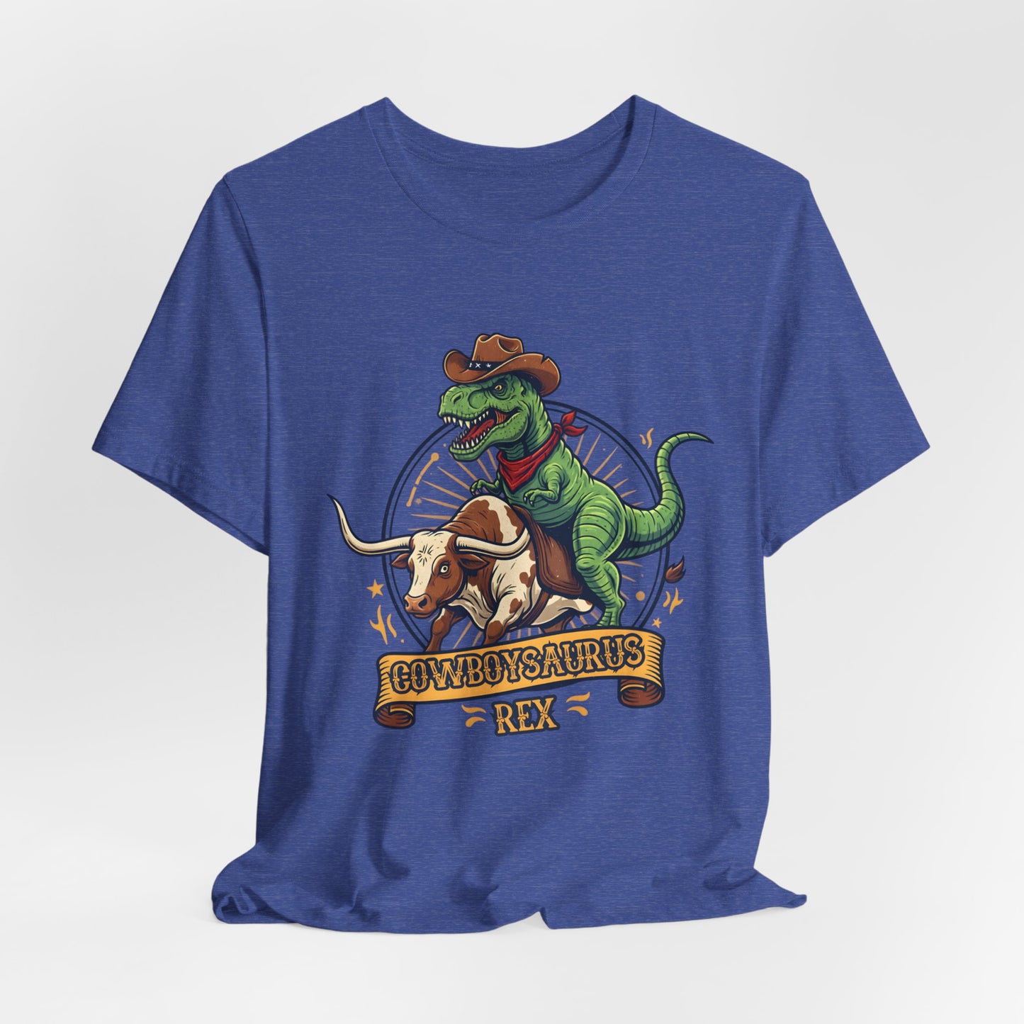 CowboySaurus Rex T‑Shirt — Funny Cowboy T‑Rex Graphic Tee for Kids & Adults