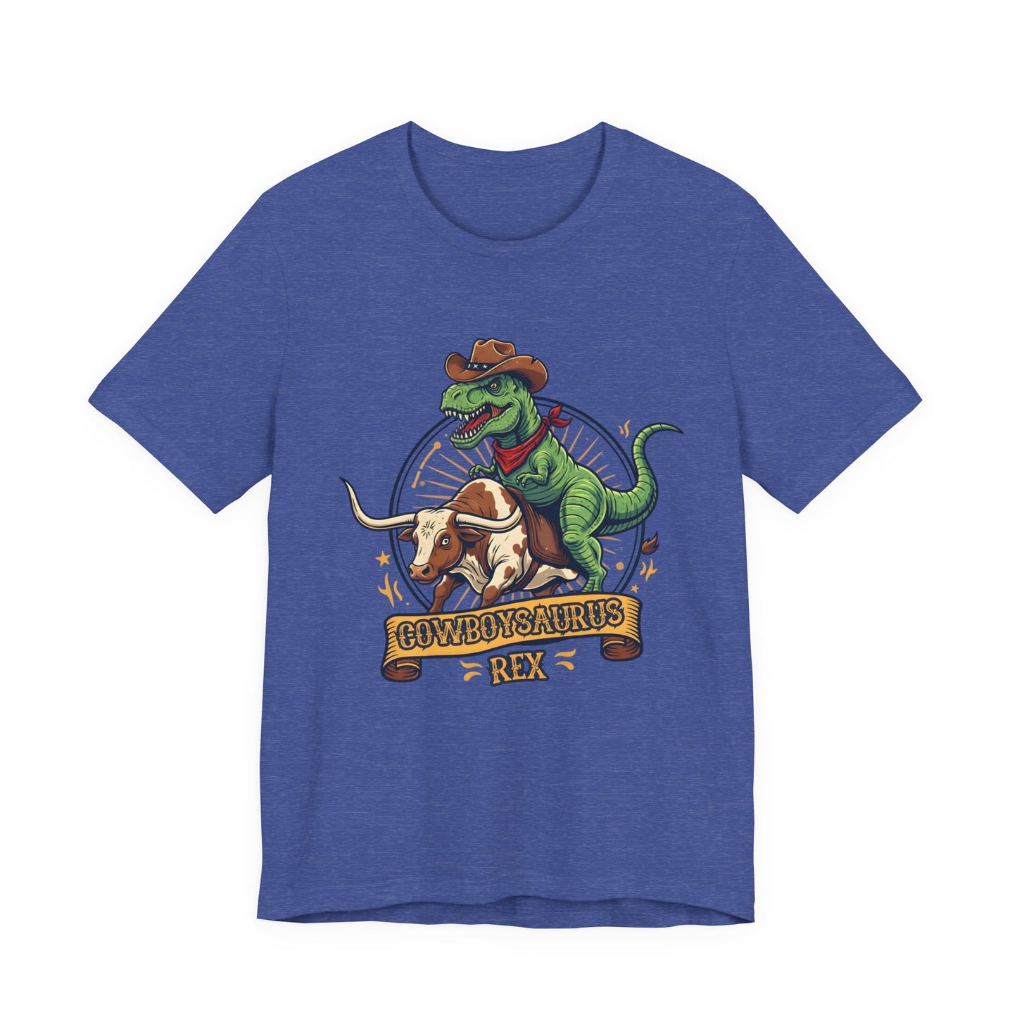 CowboySaurus Rex T‑Shirt — Funny Cowboy T‑Rex Graphic Tee for Kids & Adults