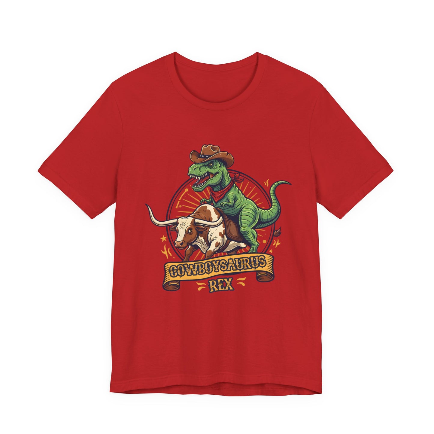CowboySaurus Rex T‑Shirt — Funny Cowboy T‑Rex Graphic Tee for Kids & Adults