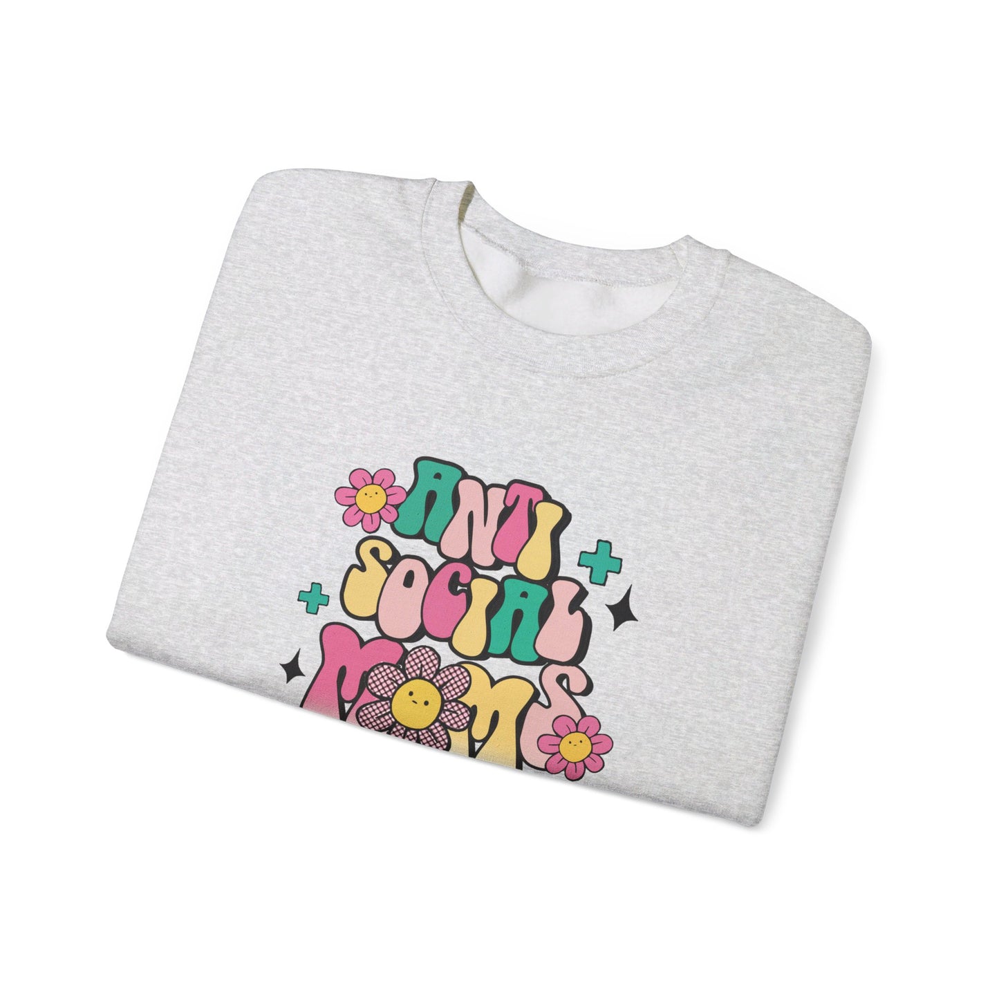 Anti Social Mom Club" Gildan 18000 Sweatshirt – Cozy, Funny Sweatshirt for Moms Who Love Their Space, Comfortable & Stylish Pullover for Everyday Wear