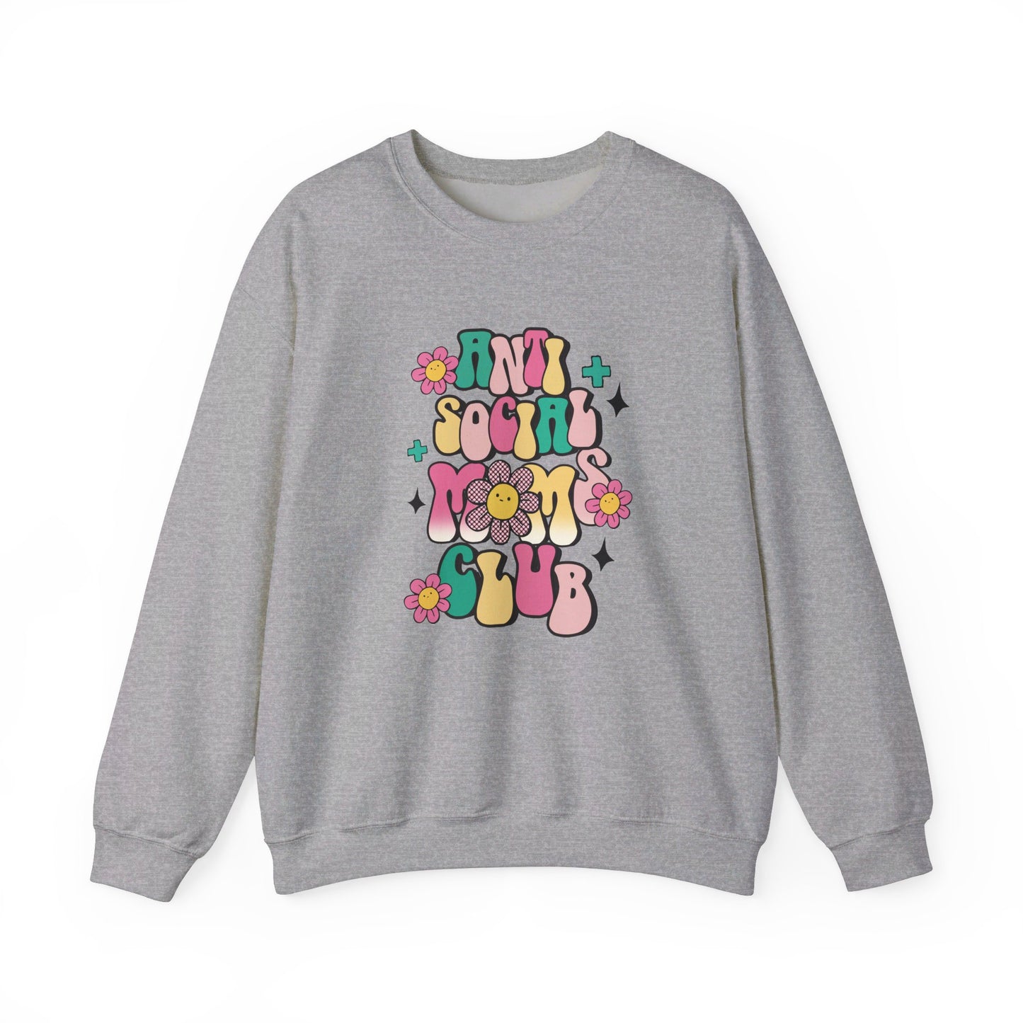 Anti Social Mom Club" Gildan 18000 Sweatshirt – Cozy, Funny Sweatshirt for Moms Who Love Their Space, Comfortable & Stylish Pullover for Everyday Wear