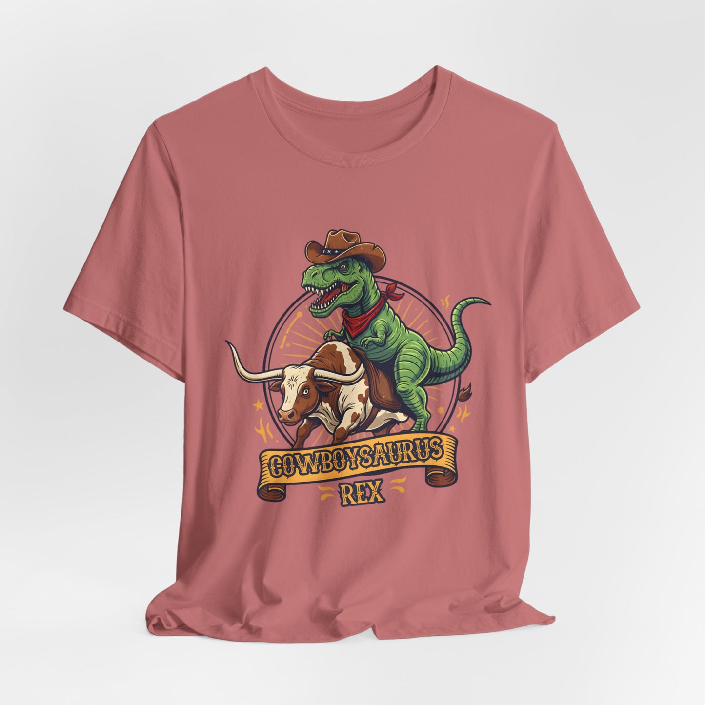CowboySaurus Rex T‑Shirt — Funny Cowboy T‑Rex Graphic Tee for Kids & Adults