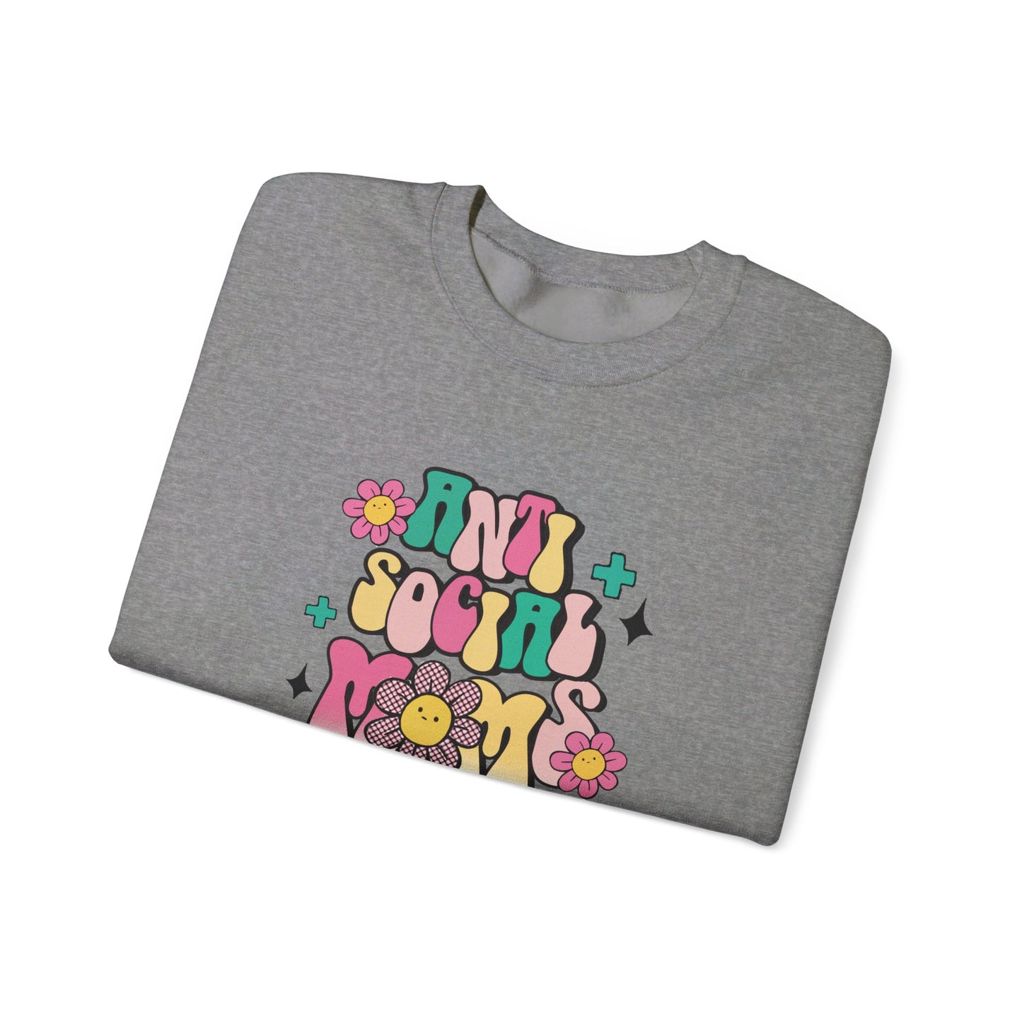 Anti Social Mom Club" Gildan 18000 Sweatshirt – Cozy, Funny Sweatshirt for Moms Who Love Their Space, Comfortable & Stylish Pullover for Everyday Wear