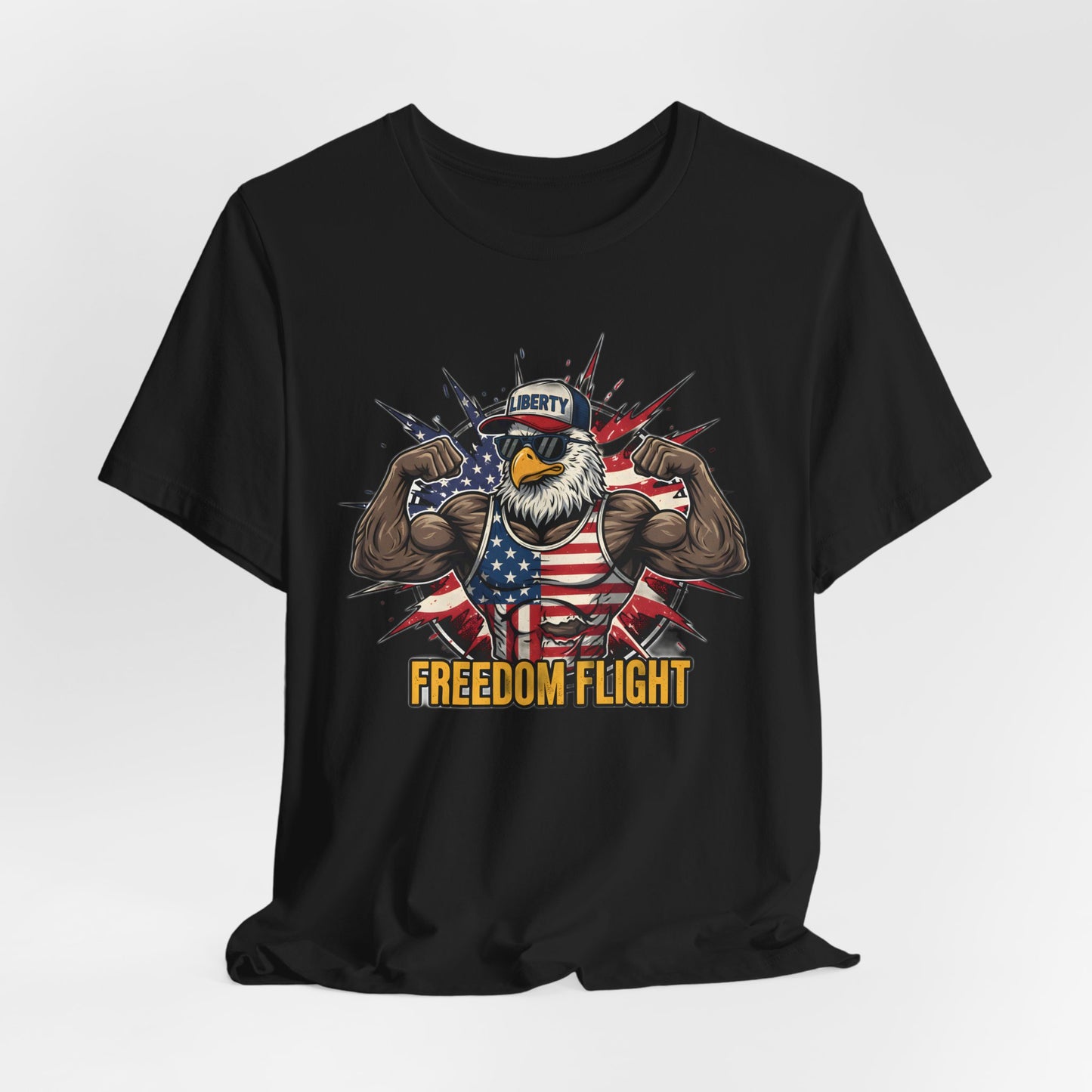 Freedom Flight T-Shirt — Patriotic Eagle Flag Graphic Tee