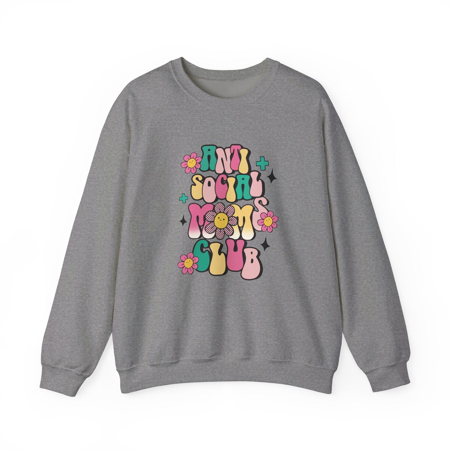 Anti Social Mom Club" Gildan 18000 Sweatshirt – Cozy, Funny Sweatshirt for Moms Who Love Their Space, Comfortable & Stylish Pullover for Everyday Wear