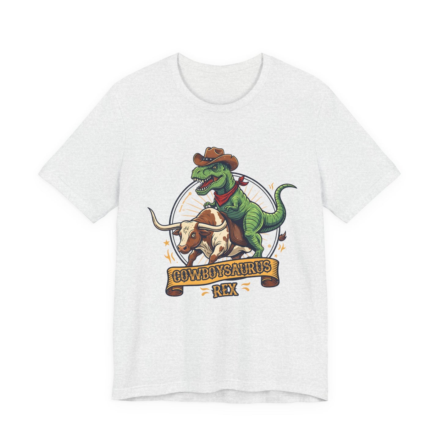 CowboySaurus Rex T‑Shirt — Funny Cowboy T‑Rex Graphic Tee for Kids & Adults