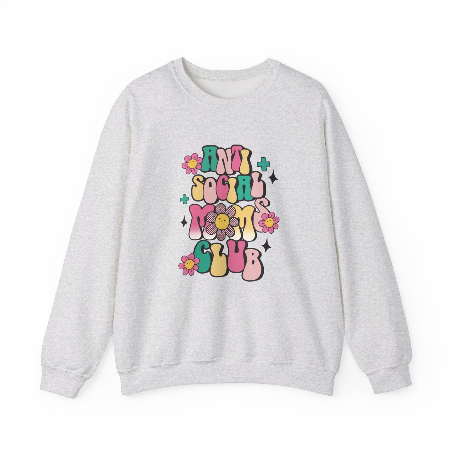 Anti Social Mom Club" Gildan 18000 Sweatshirt – Cozy, Funny Sweatshirt for Moms Who Love Their Space, Comfortable & Stylish Pullover for Everyday Wear