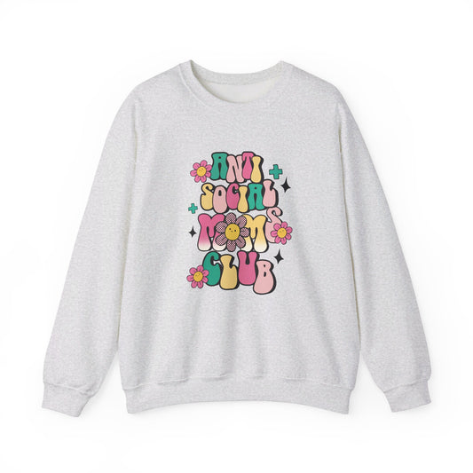 Anti Social Mom Club" Gildan 18000 Sweatshirt – Cozy, Funny Sweatshirt for Moms Who Love Their Space, Comfortable & Stylish Pullover for Everyday Wear