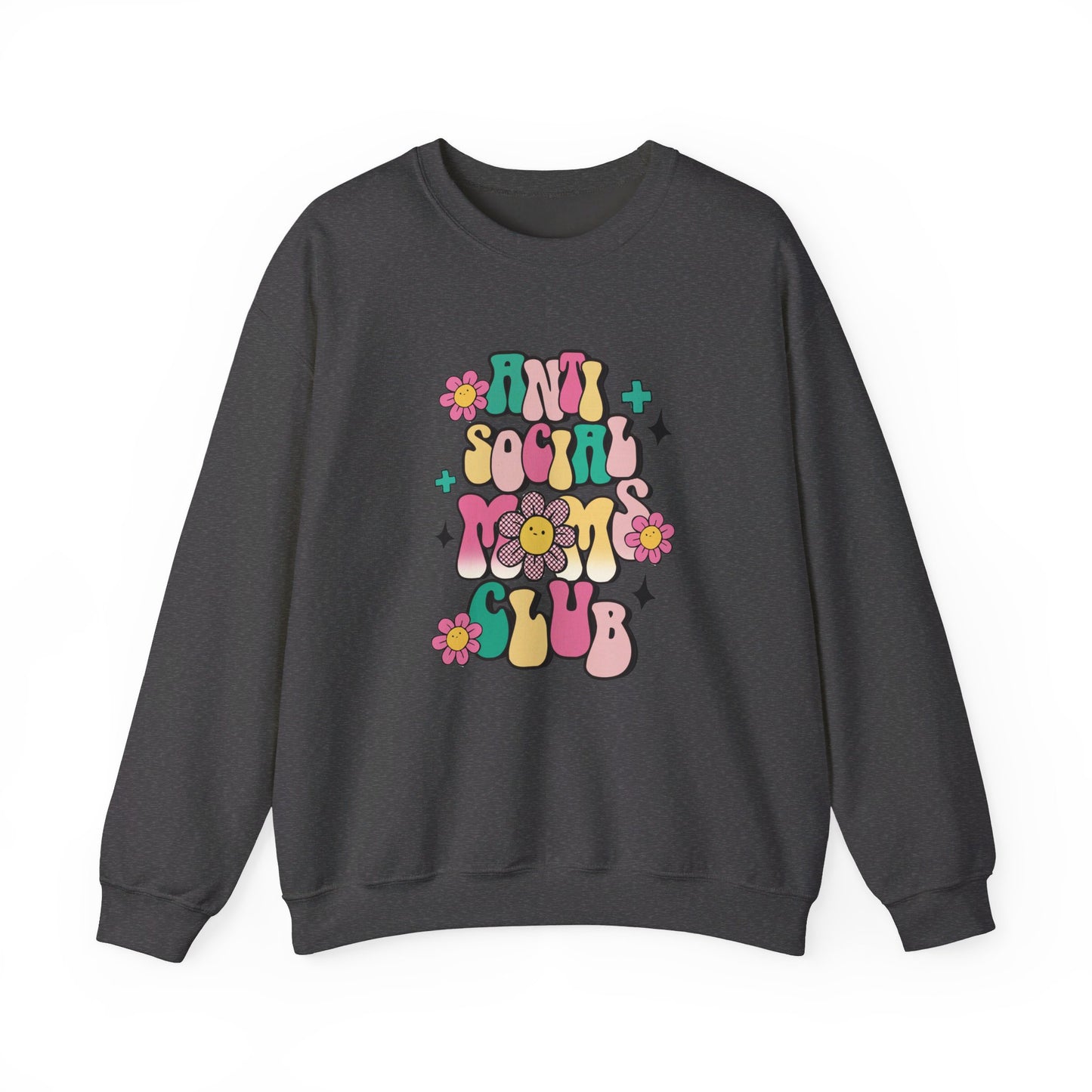 Anti Social Mom Club" Gildan 18000 Sweatshirt – Cozy, Funny Sweatshirt for Moms Who Love Their Space, Comfortable & Stylish Pullover for Everyday Wear