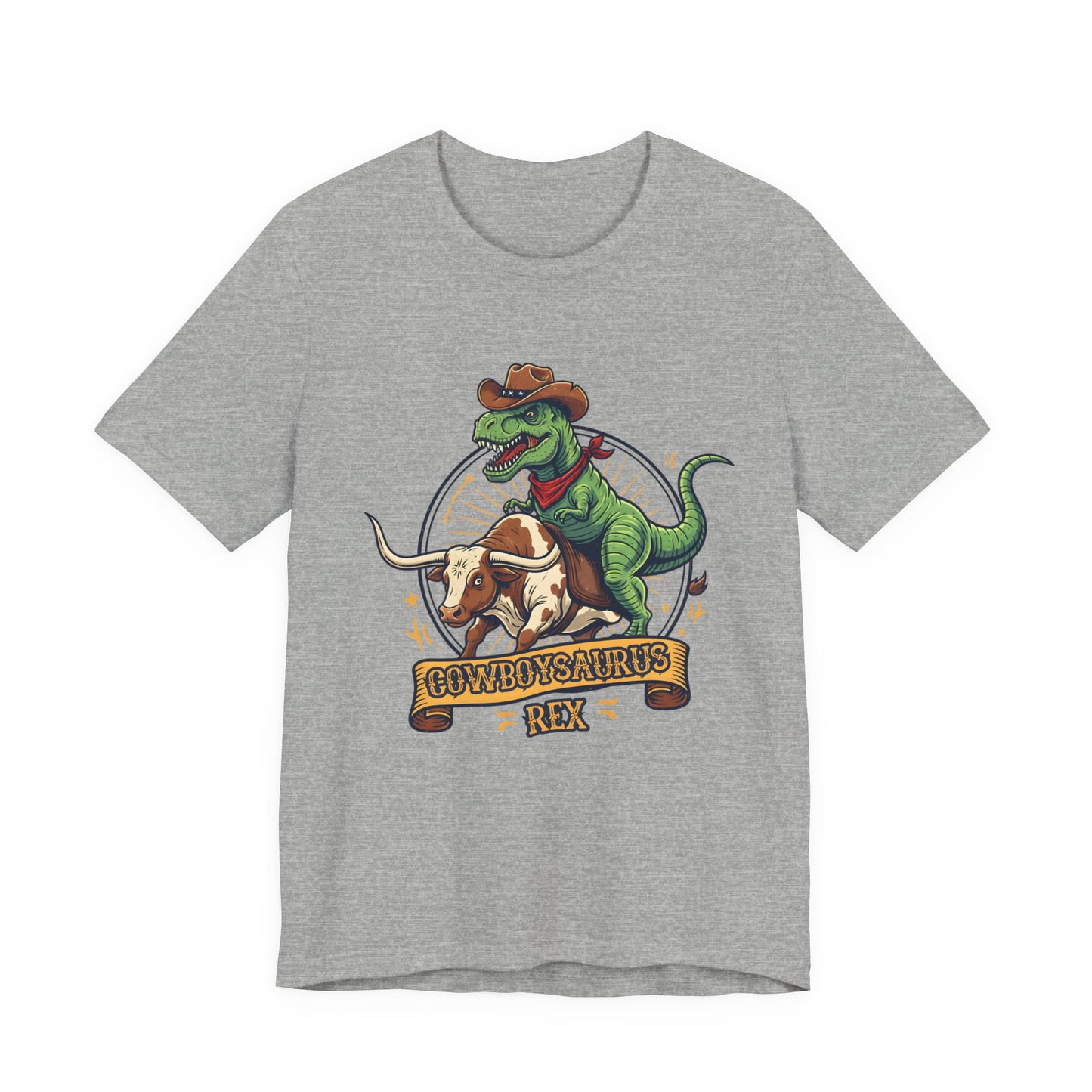 CowboySaurus Rex T‑Shirt — Funny Cowboy T‑Rex Graphic Tee for Kids & Adults