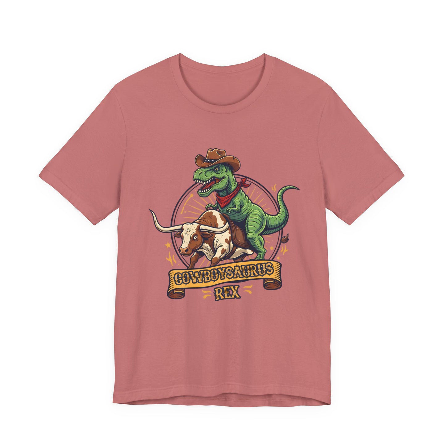 CowboySaurus Rex T‑Shirt — Funny Cowboy T‑Rex Graphic Tee for Kids & Adults